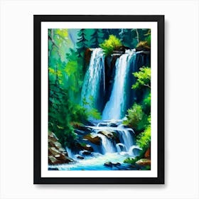 Waterfalls In Forest Water Landscapes Waterscape Impressionism 1 Art Print