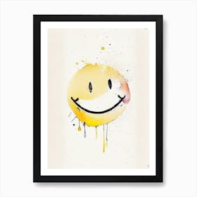 Smiley Face Symbol Minimal Watercolour Art Print