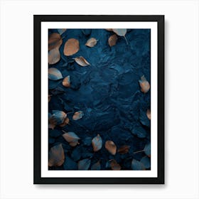 Abstract Leaves On A Blue Background Art Print