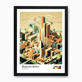 Buenos Aires, Argentina, Geometric Illustration 3 Poster Art Print