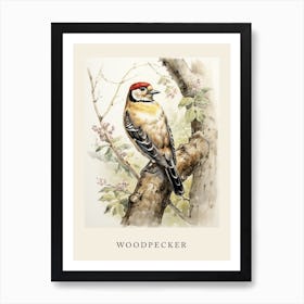 Beatrix Potter Inspired  Animal Watercolour Woodpecker 1 Art Print