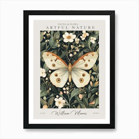 William Morris Butterfly Orange And White Flowers Exhibition Art Print