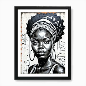 Vintage Graffiti Mural Of Beautiful Black Woman 118 Art Print