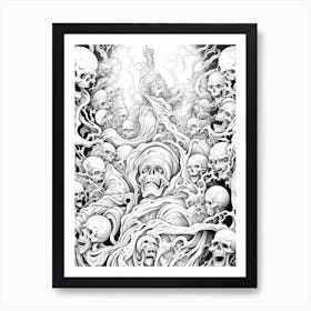 Line Art Inspired By The Last Judgment 2 Art Print