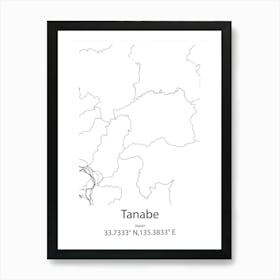 Tanabe,Japan Minimalist Map Art Print