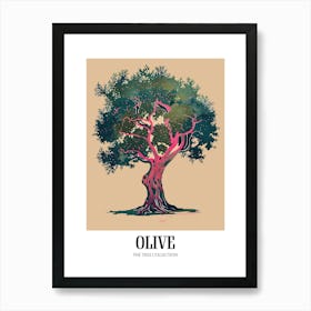 Olive Tree Colourful Illustration 4 Poster Art Print