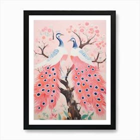 Vintage Japanese Inspired Bird Print Peacock 1 Art Print