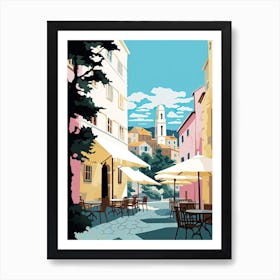 Dubrovnik, Croatia, Flat Pastels Tones Illustration 2 Art Print