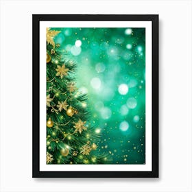 An Evergreen Christmas Tree Decorating Scene Backdrop Gracefully Adorned With Glitters Of Gold Spar (2) Art Print