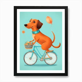 Dachshund On A Bike Art Print