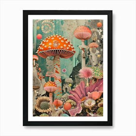 Kitsch Mushroom Collage Art Print