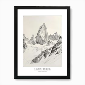 Cerro Torre Argentina Chile Line Drawing 10 Poster Art Print