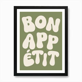 Bon Appetit - White & Green Art Print