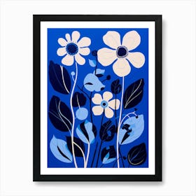 Blue Flower Illustration Oxeye Daisy 1 Poster