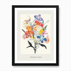 Monkey Orchid 2 Collage Flower Bouquet Poster Art Print