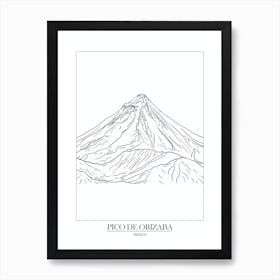 Pico De Orizaba Mexico Line Drawing 5 Poster Art Print