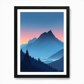 Misty Mountains Vertical Composition In Blue Tone 159 Art Print