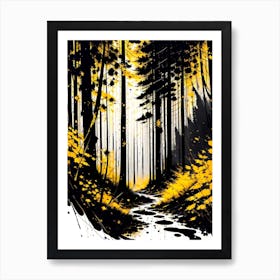 Yellow Path In The Woods Art Print