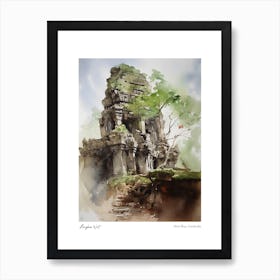 Angkor Wat Cambodia 4 Watercolour Travel Poster Art Print