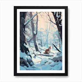 Winter Squirrel 2 Illustration Art Print