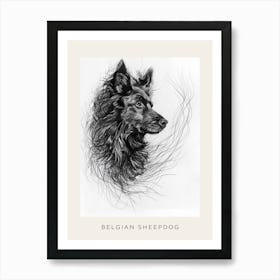 Belgian Sheepdog Line Sketch 2 Poster Art Print