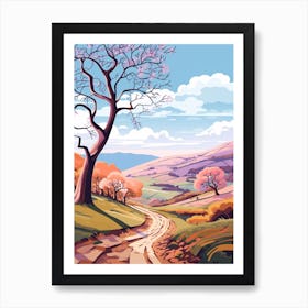 Peak District National Park England 3 Hike Illustration Art Print