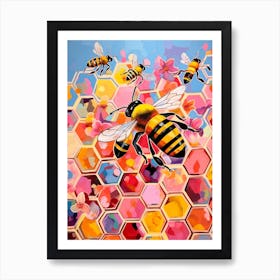 Honeycomb Bee Colour Pop 5 Art Print