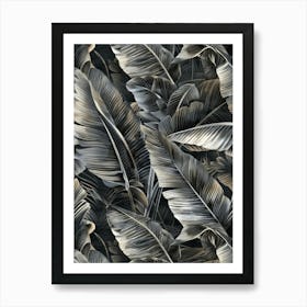 Black And White Banana Leaves 5 Art Print