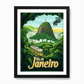 Aihrgdesign A Mid Century Modern Travel Poster For Rio De Janeiro 3 Art Print