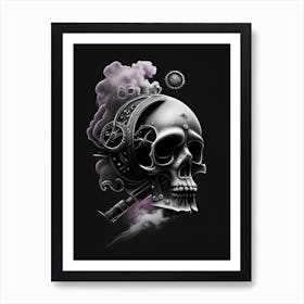 Skull With Celestial Themes Pink Stream 2 Punk Art Print