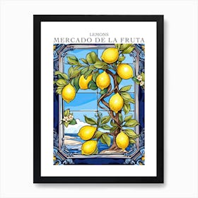 Mercado De La Fruta Lemons Illustration 11 Poster Art Print