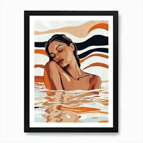 Woman In The Water, Boho Style Art Print