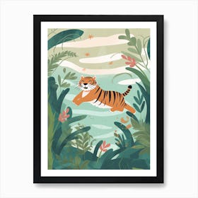 Tiger Jungle Cartoon Illustration 1 Art Print