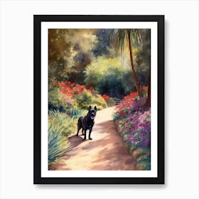 Painting Of A Dog In Descanso Gardens, Usa In The Style Of Watercolour 03 Art Print