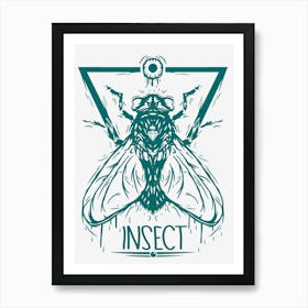 Green Insect Bee Illustration Art Print