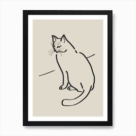 Line Art Cat Drawing 3 Art Print