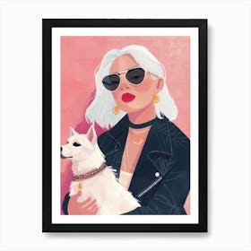 Portrait Of A Woman With A Dog 2 Art Print