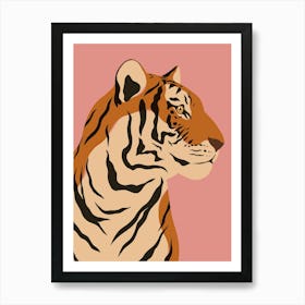 Jungle Safari Tiger on Pink Art Print