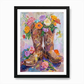 Cowboy Boots And Wildflowers 5 Art Print