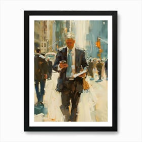 Man On His Cell Phone Art Print