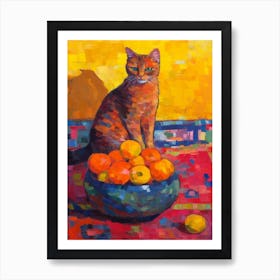 Marigold With A Cat 2 Fauvist Style Painting Art Print