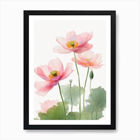 Lotus Flowers Acrylic Painting In Pastel Colours 6 Art Print