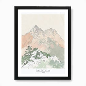 Mount Hua China Color Line Drawing 8 Poster Art Print