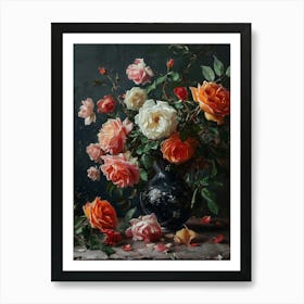 Baroque Floral Still Life Rose 4 Art Print