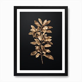 Gold Botanical Firetree Branch Plant on Wrought Iron Black n.0769 Art Print