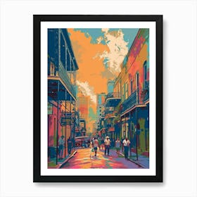 Frenchmen Street Retro Pop Art 1 Art Print