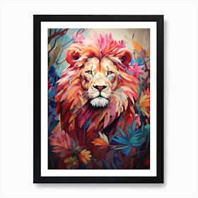 Lion Art Painting Collage Style 1 Art Print