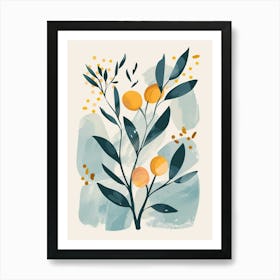 Peach Tree Flat Illustration 2 Art Print