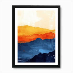 Sunset in a Mountain, Minimalism Art Print