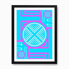 Geometric Glyph in White and Bubblegum Pink and Candy Blue n.0083 Art Print